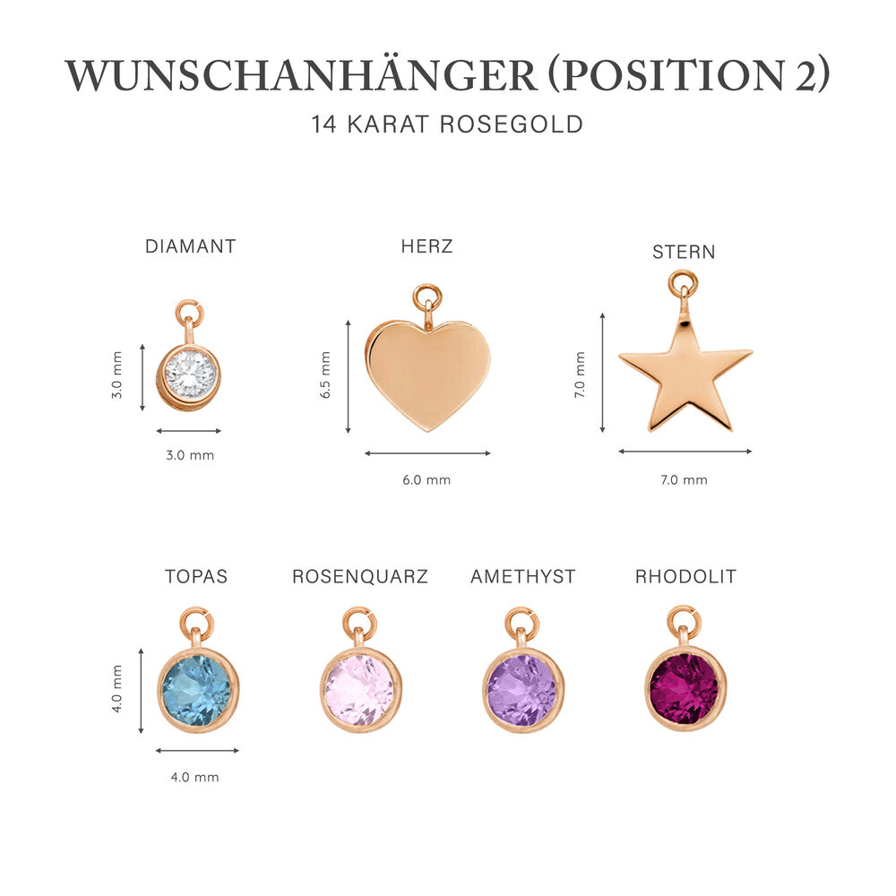 Initialen-Halskette mit 2 Buchstaben & Wunschanh�nger, 14 Karat Rosegold Bild 5