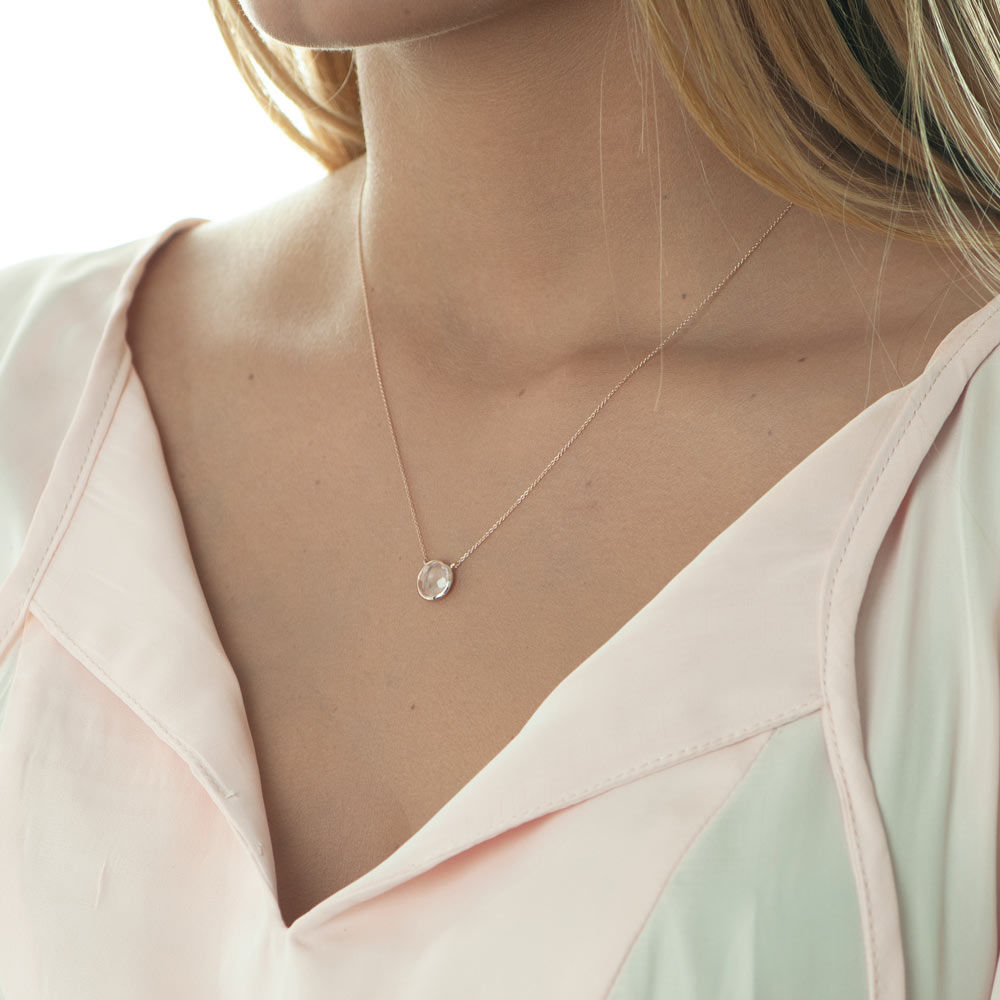 Halskette Rosenquarz, 14 Karat Rosegold Bild 2