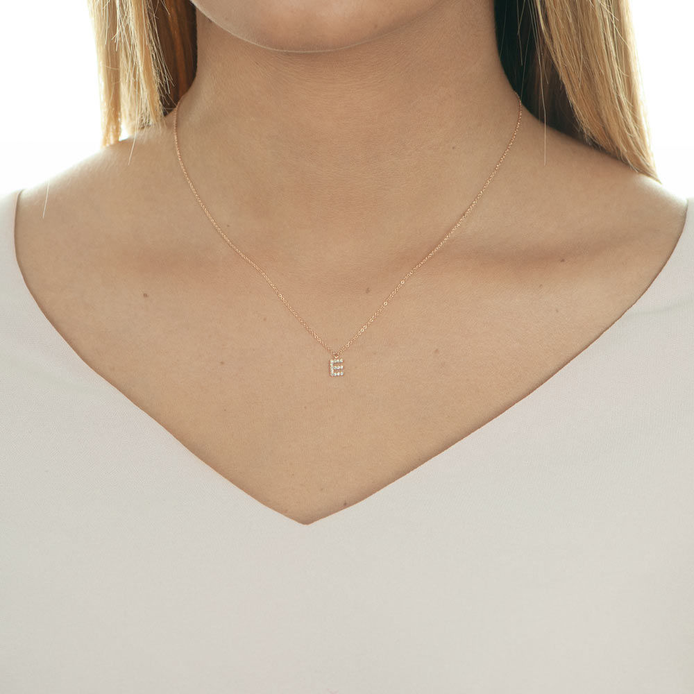 Halskette Letter E, 14 K Rosegold mit Diamanten Bild 2