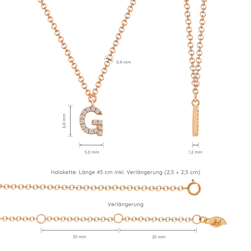 Halskette Letter G, 14 K Rosegold mit Diamanten Bild 4