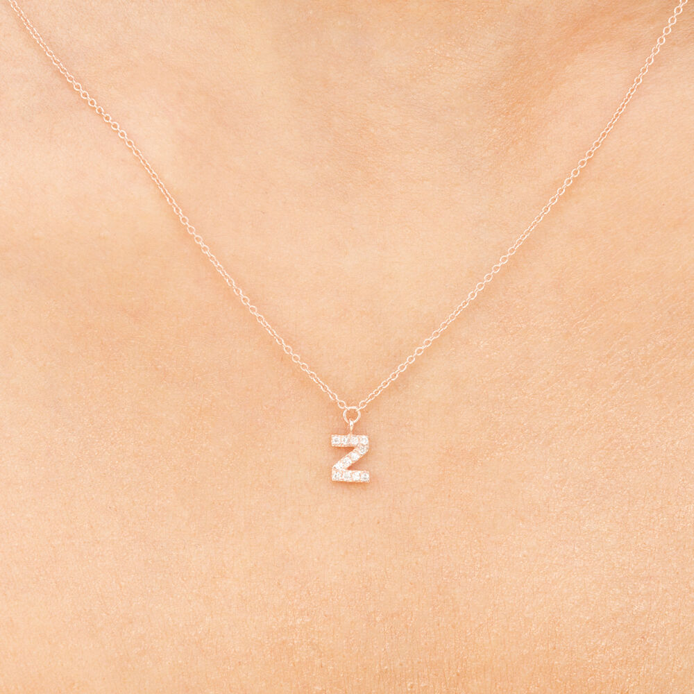 Halskette Letter Z, 14 K Rosegold mit Diamanten Bild 2
