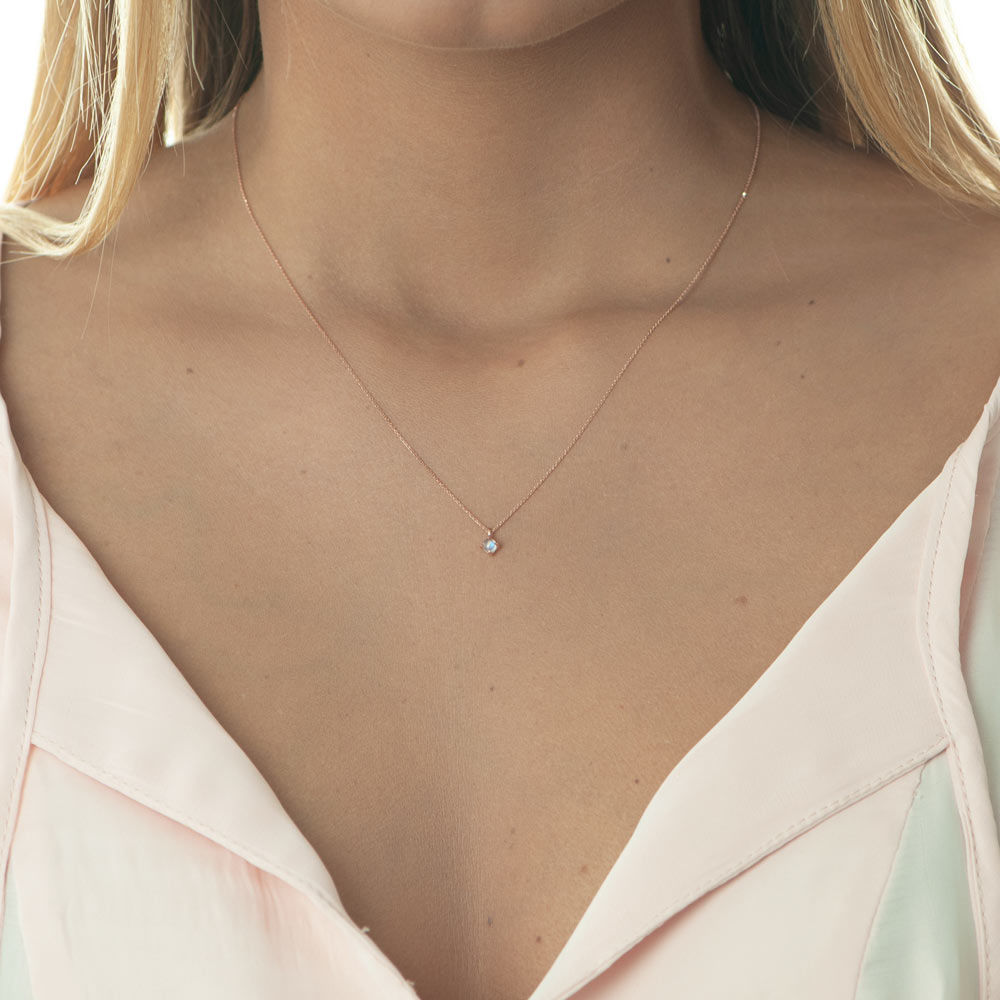 Halskette Cabochon, Mondstein, 14 Karat Rosegold Bild 2