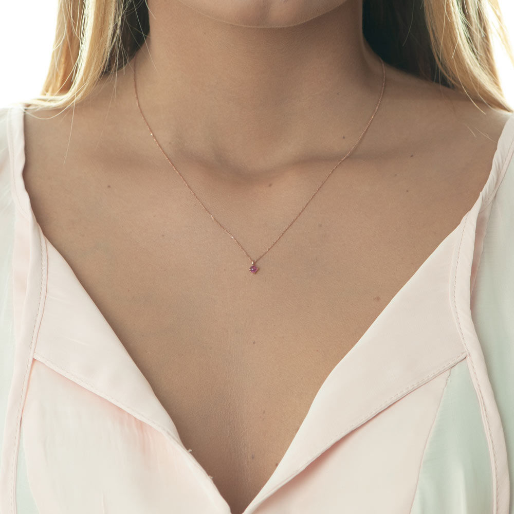 Halskette Cabochon, Rubin, 14 Karat Rosegold Bild 4