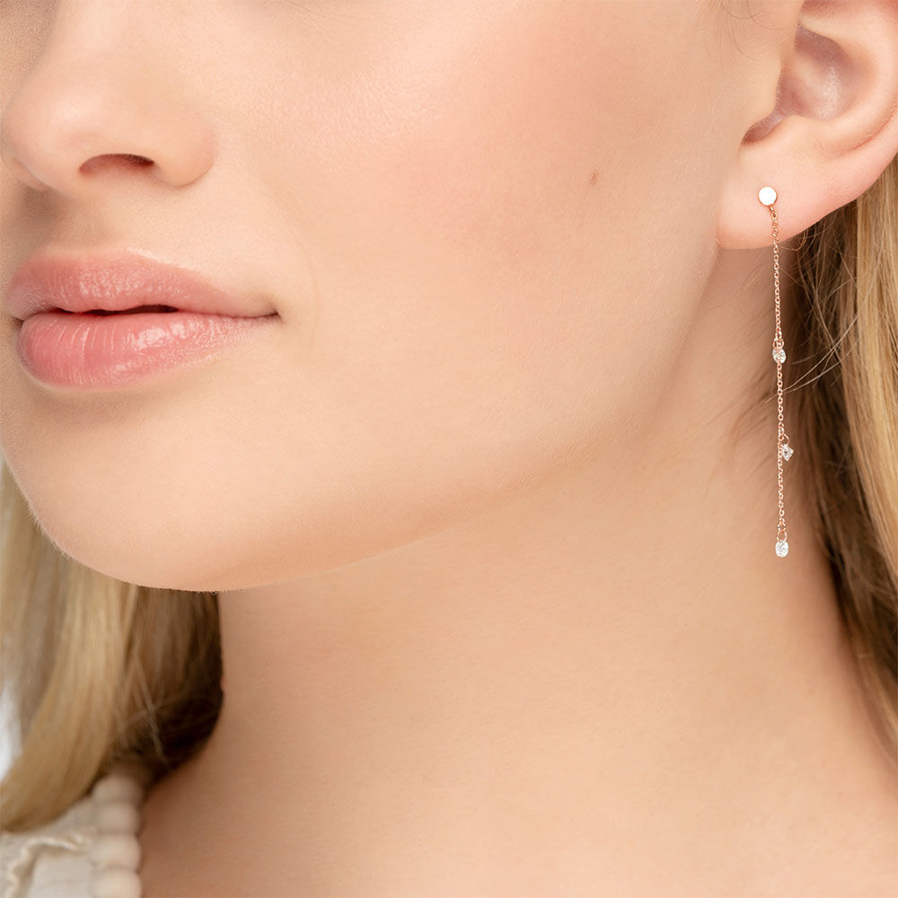 Ohrringe PURE Chain mit Diamanten, 18 Karat Rosegold Bild 2