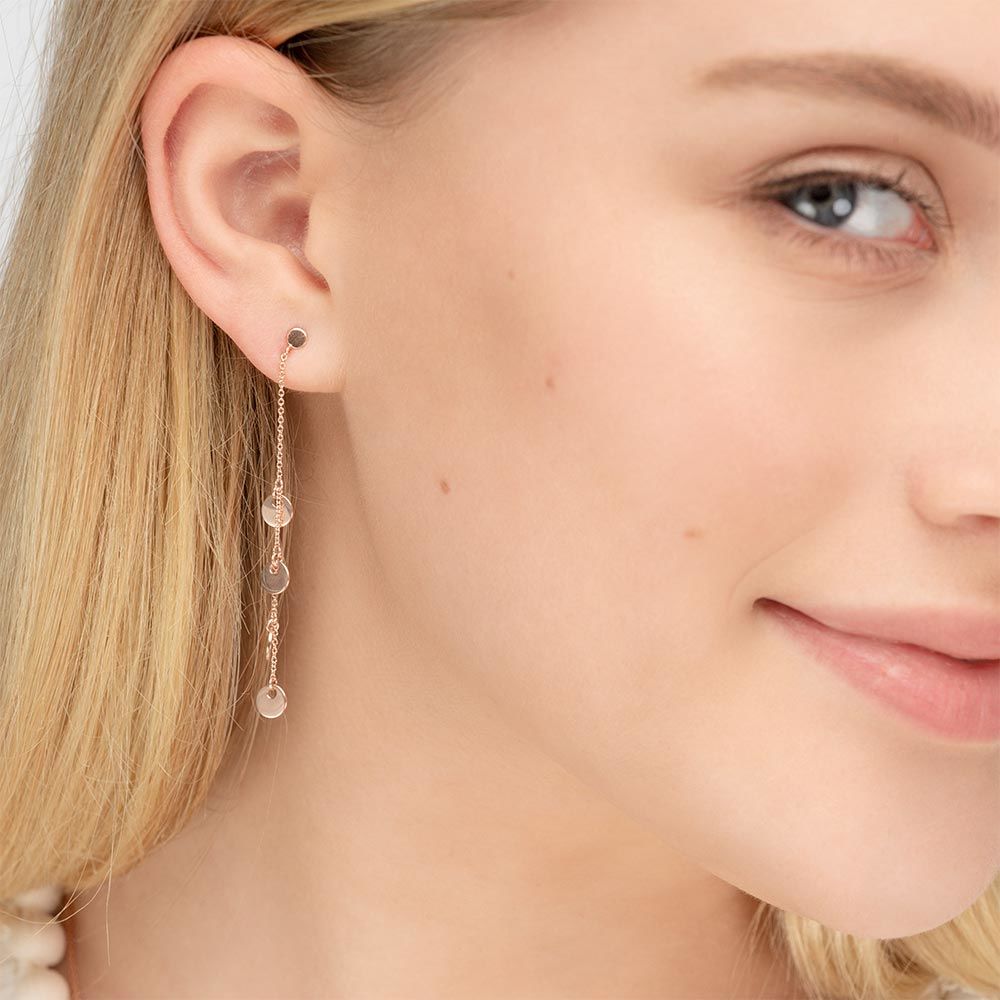 Ohrringe Platelet Kette, 14 Karat Rosegold Bild 3