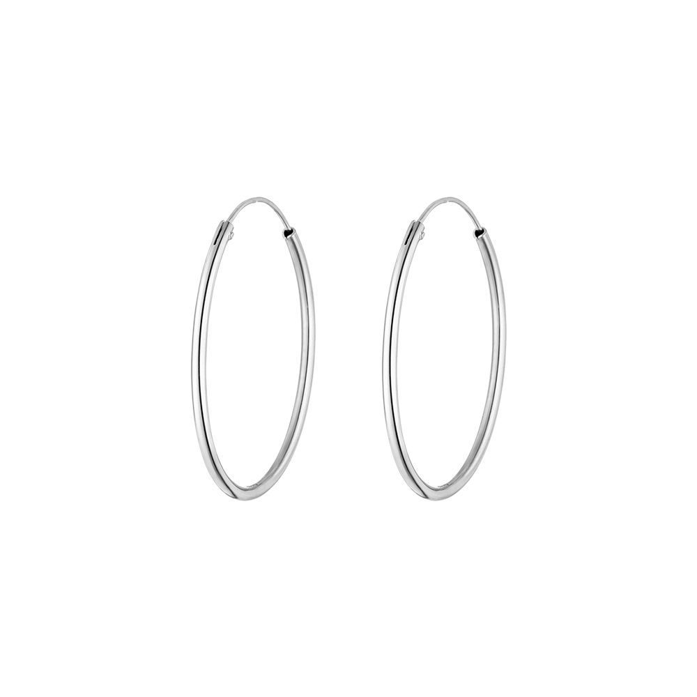 Creole Rund L, 40mm, 14 Karat Weigold 