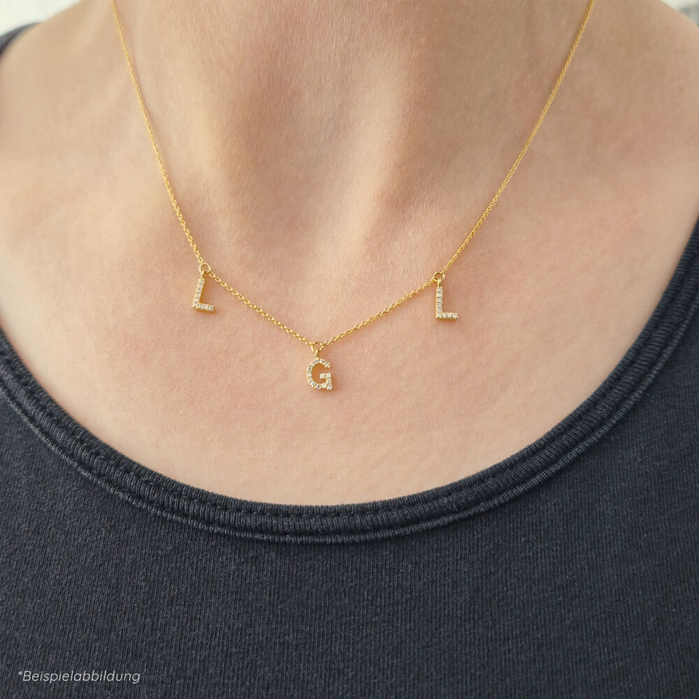 Initialen-Halskette mit 3 Anhngern, 45 cm, 14 Karat Gelbgold Bild 2