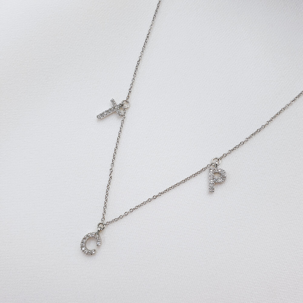 Initialen-Halskette mit 3 Anhngern, 45 cm, 14 Karat Gelbgold Bild 4