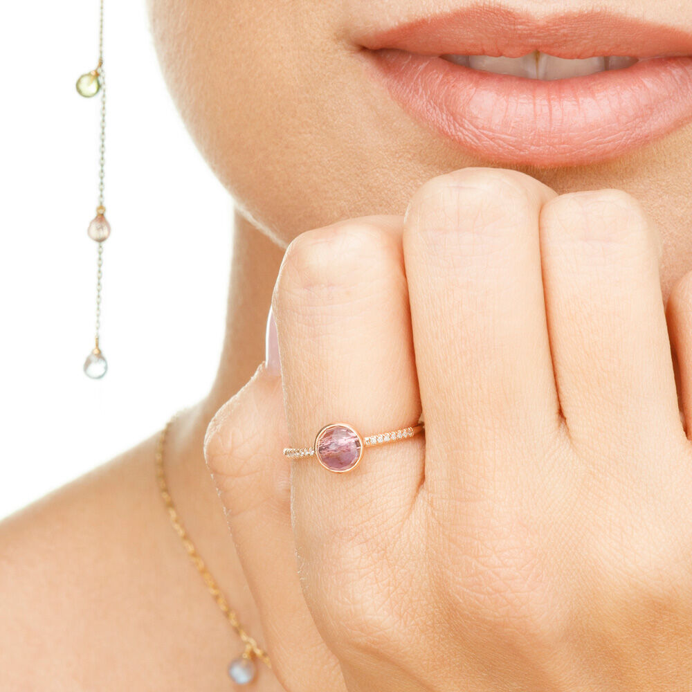 Ring Amethyst mit Diamanten, 14 Karat Rosegold Bild 4