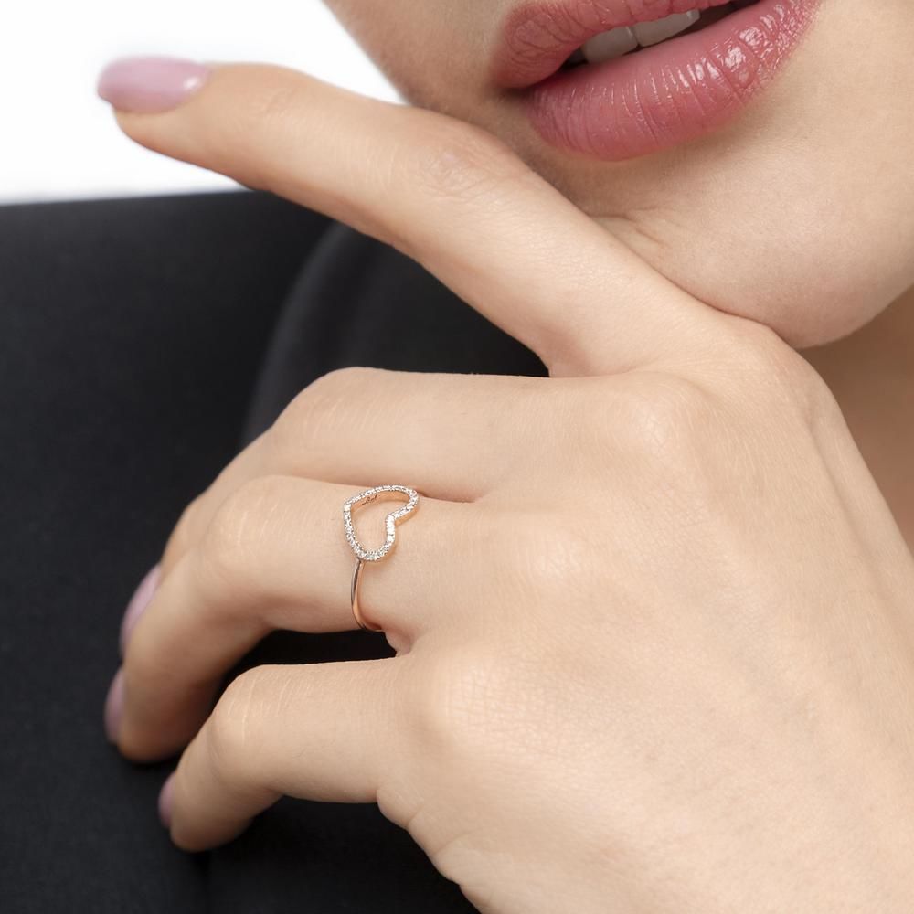 Ring Herz mit Diamanten, 18 Karat Gelbgold Bild 2