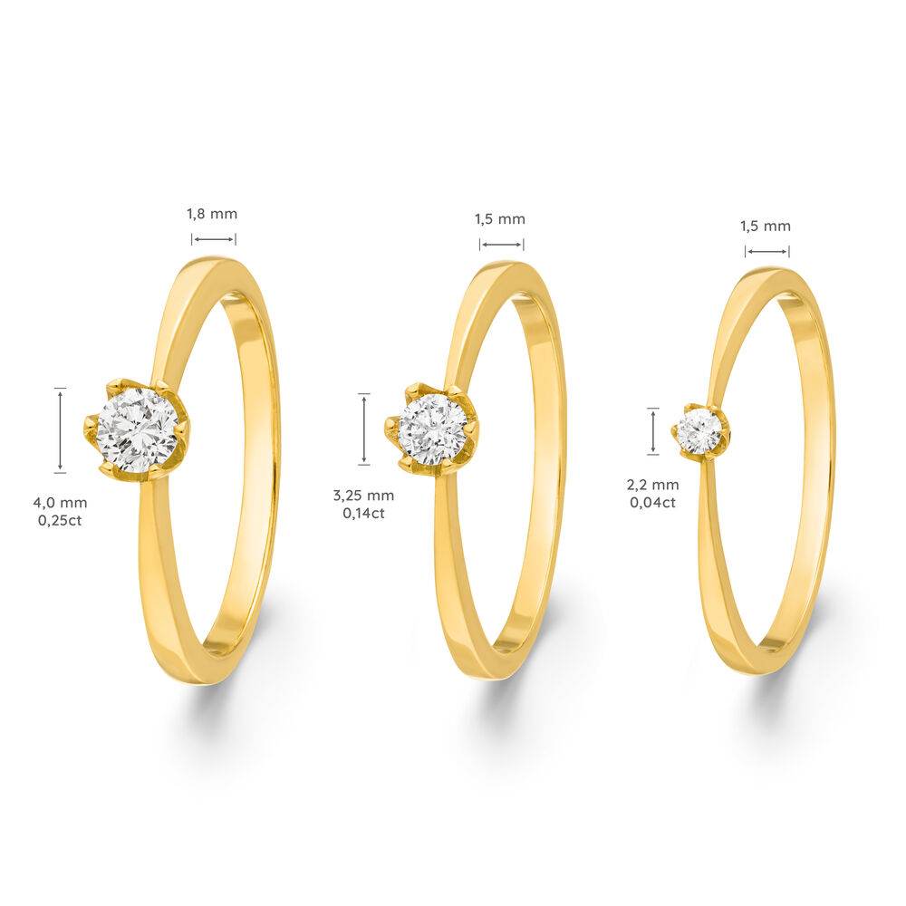 Verlobungsring Classic Solitair 0,04ct, 14K Gelbgold 