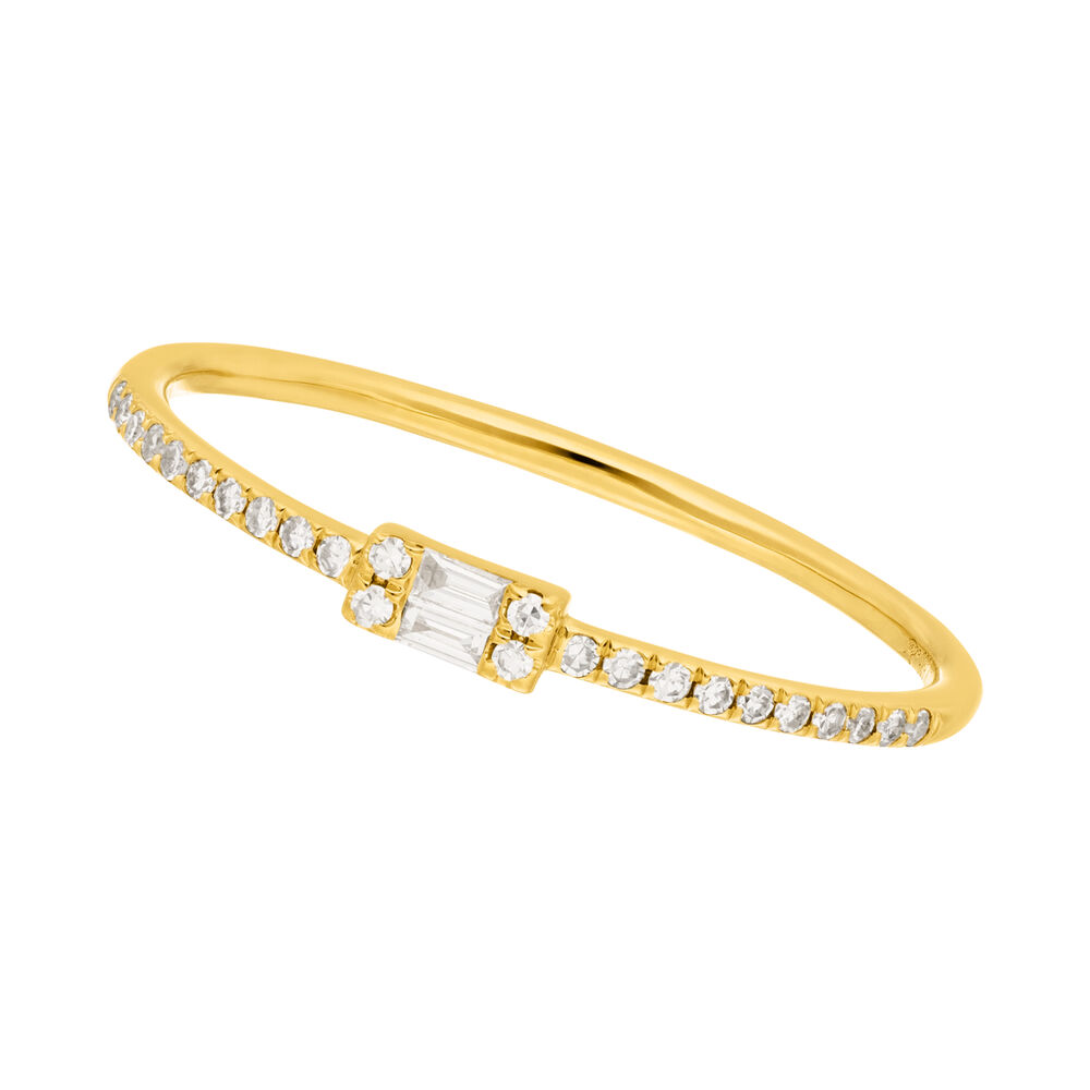 Verlobungsring mit Diamanten, Tiny Baguette, 14 Karat Gelbgold 
