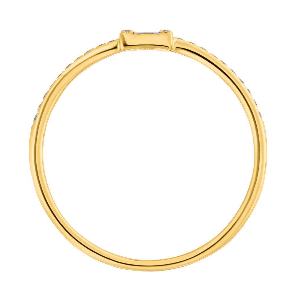 Verlobungsring mit Diamanten, Tiny Baguette, 14 Karat Gelbgold 