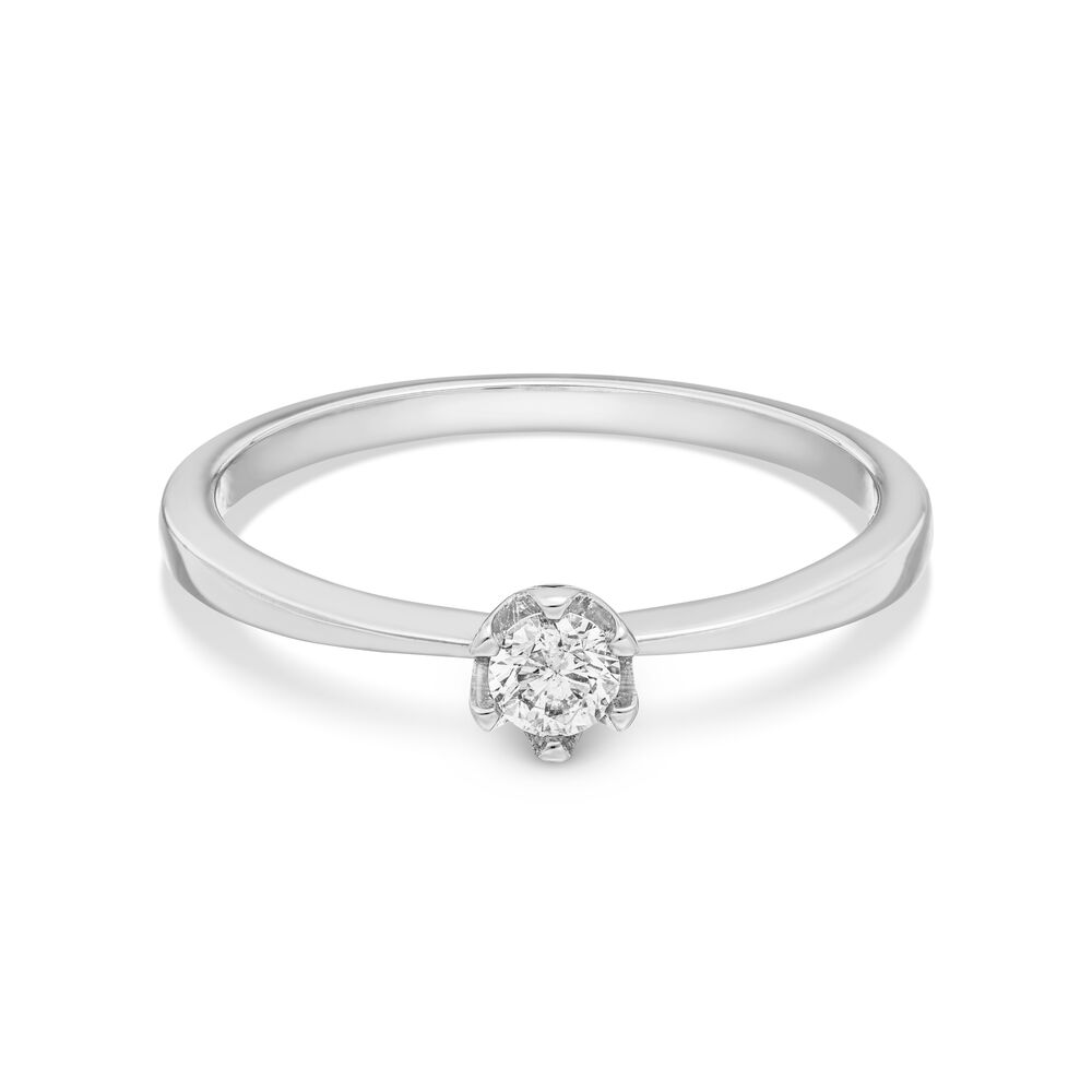 Verlobungsring Classic Solitair 0,14ct, 14K Weigold, Gr.52 Bild 3