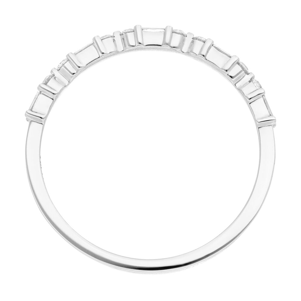 Verlobungsring mit Baguette Diamanten, 14K Weigold, Gr.52 