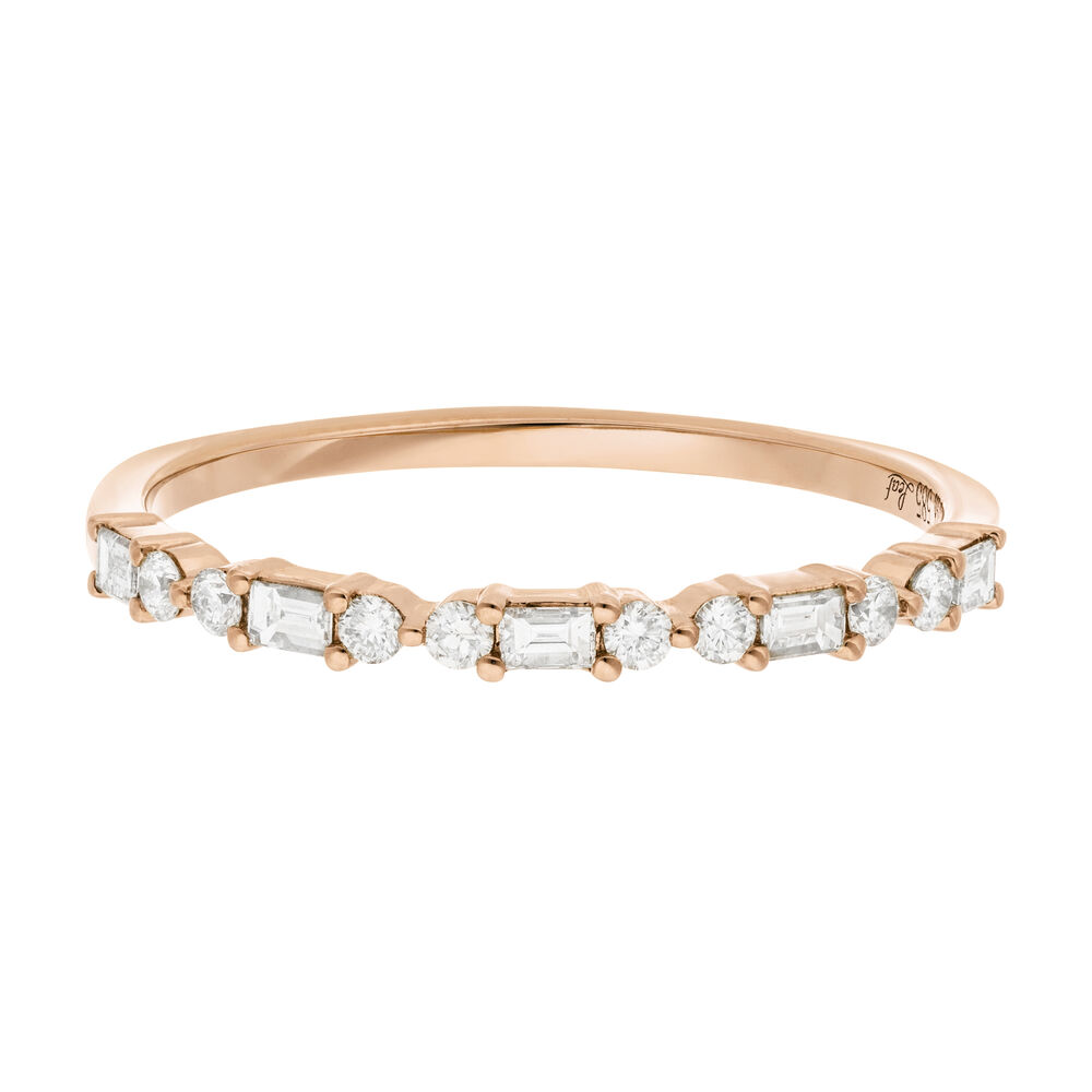 Verlobungsring mit Baguette Diamanten, 14 Karat Rosegold Bild 5