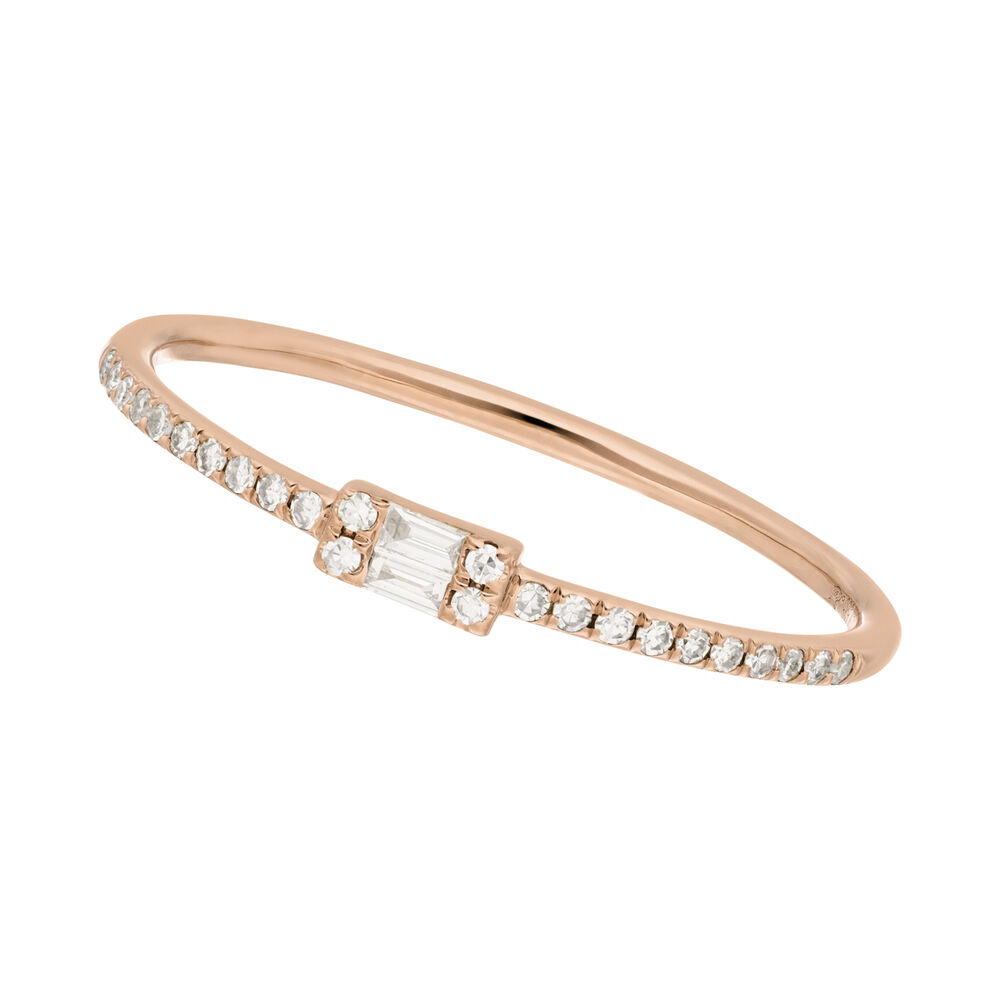 Verlobungsring mit Diamanten, Tiny Baguette, 14K Rosegold, Gr.52 