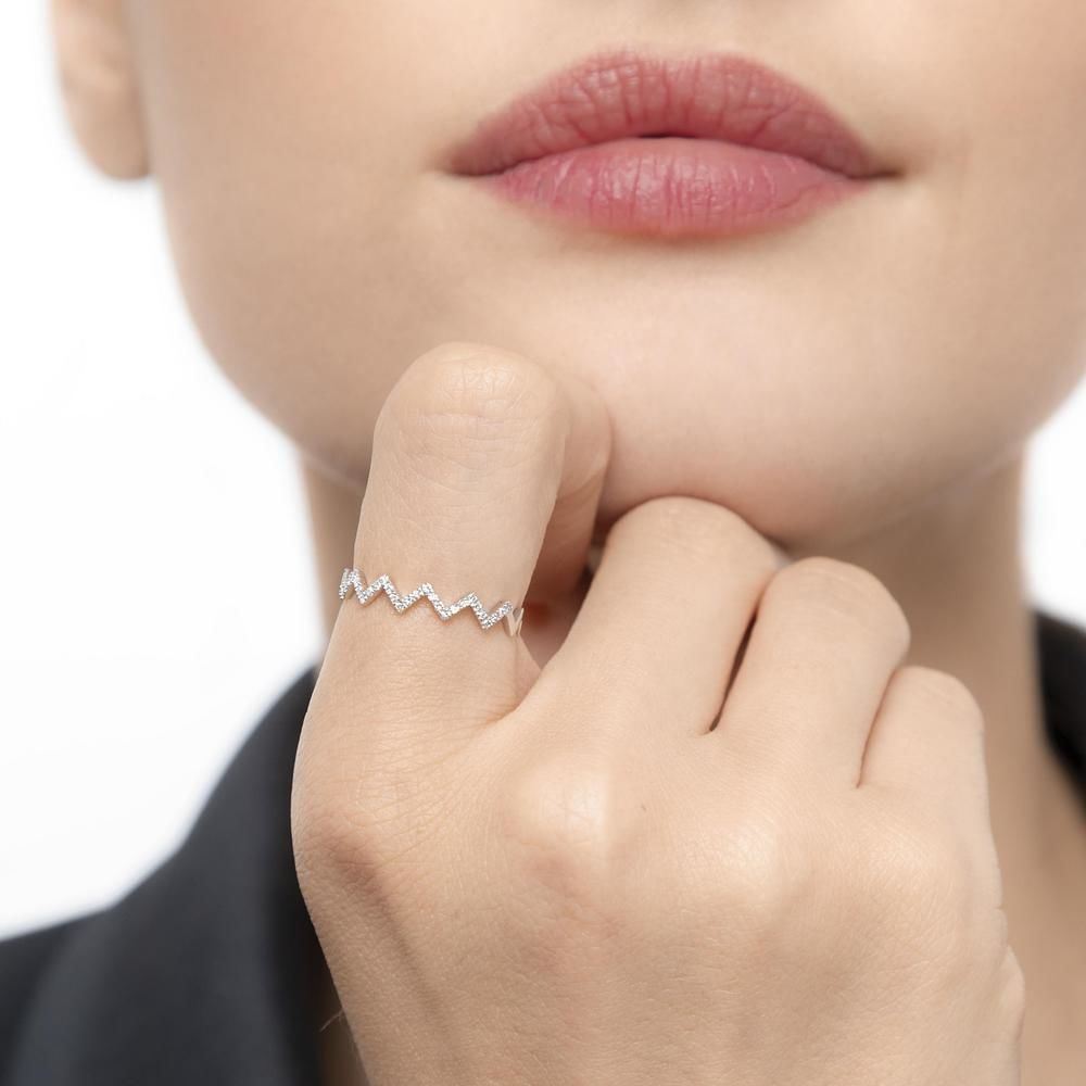 Ring Flash mit Diamanten, 18 Karat Weigold, Gre 50 Bild 2
