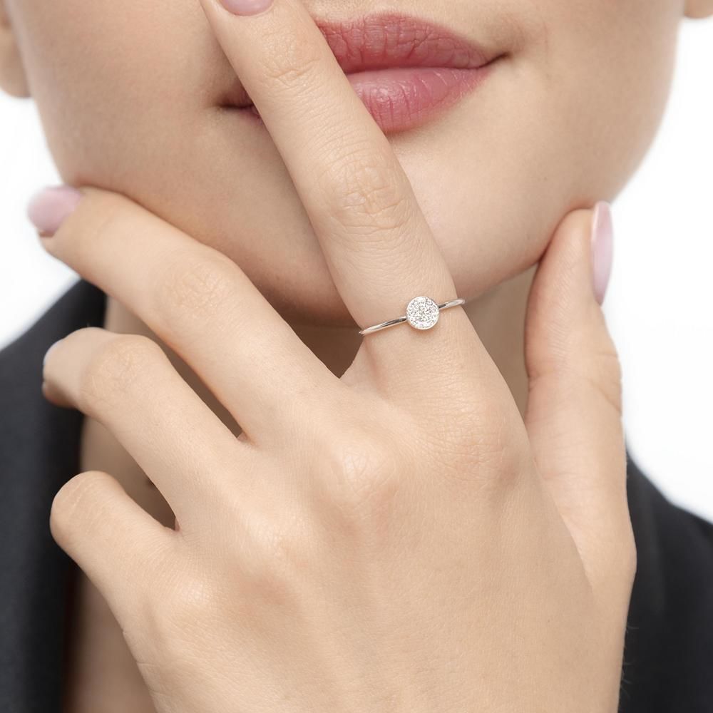 Ring Pav mit Diamanten, 18 Karat Weigold, Gre 50 Bild 2