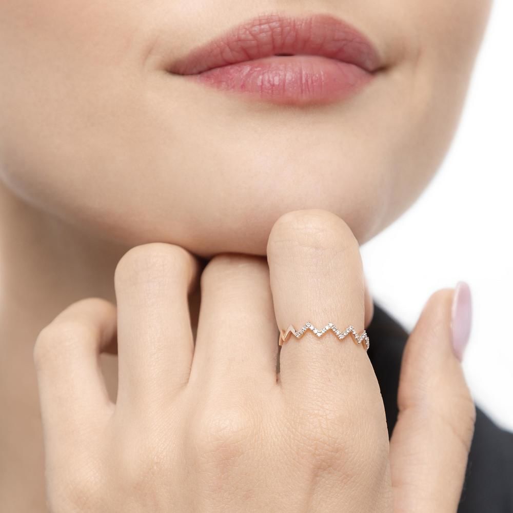 Ring Flash mit Diamanten, 18 Karat Rosegold, Gre 50 Bild 2