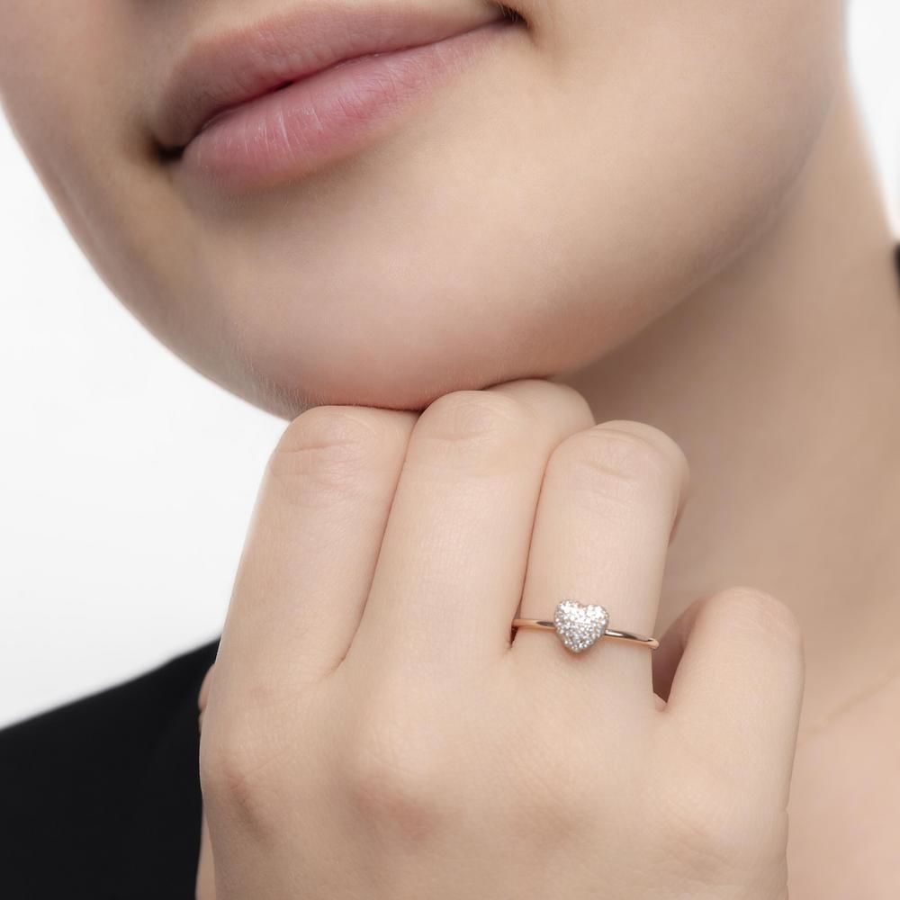 Verlobungsring Herz mit Diamanten, 18 Karat Rosegold, Gr.50 Bild 2