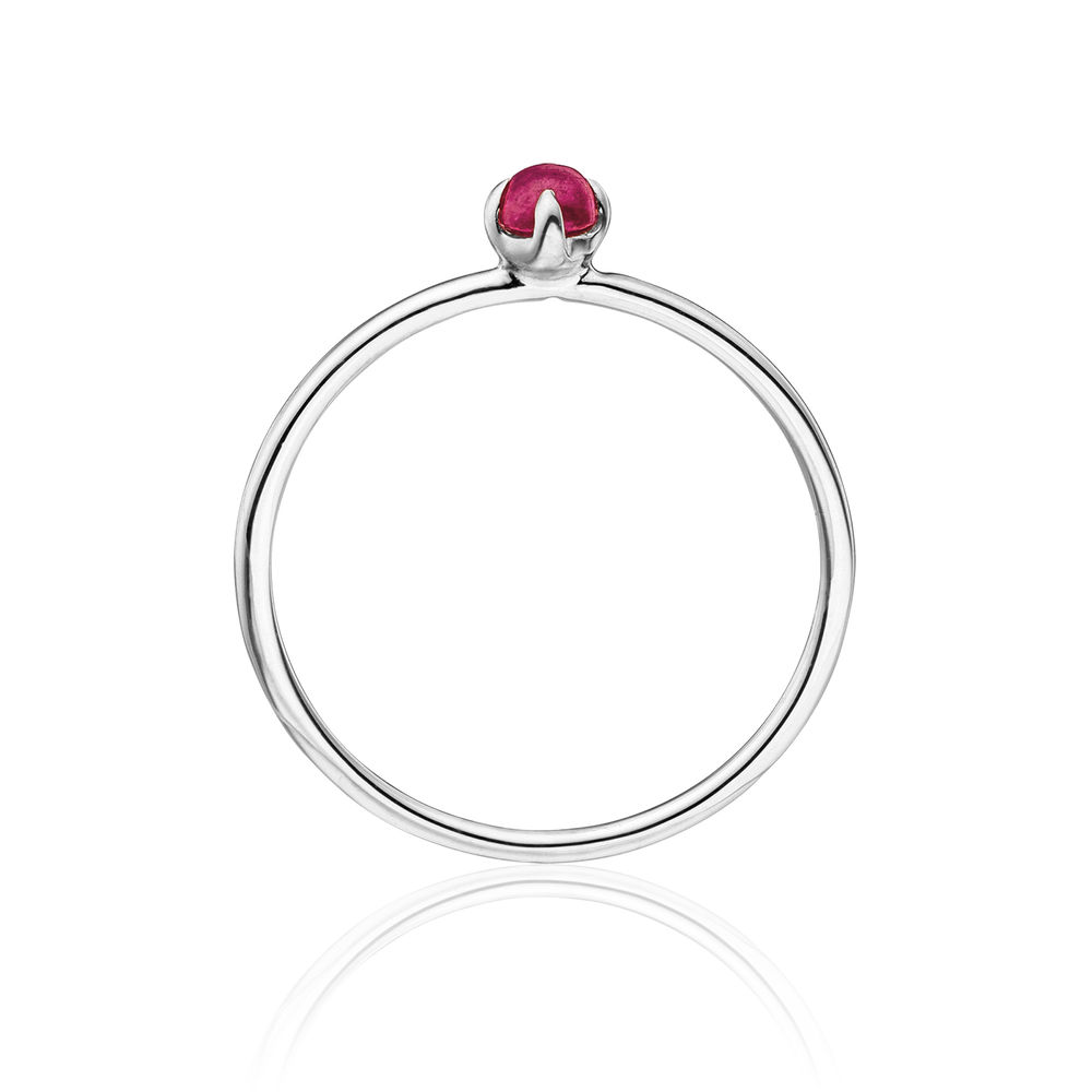 Ring Cabochon, 14 Karat Weigold, Rubin Bild 2
