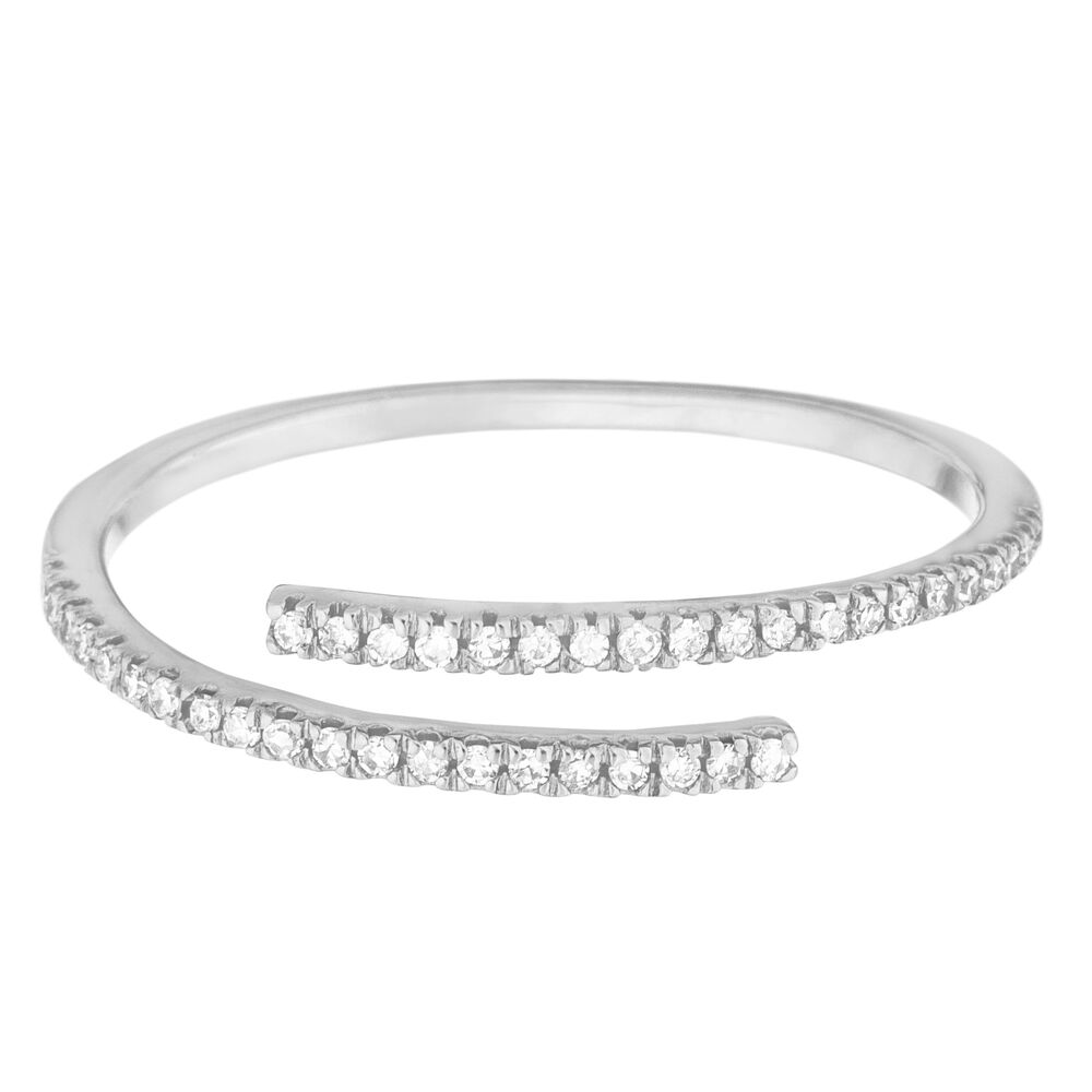 Ring Open mit Diamanten, 18 Karat Weigold 