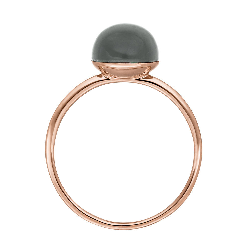 Ring Cabochon II, 14 Karat Rosegold, Grauer Mondstein Bild 2