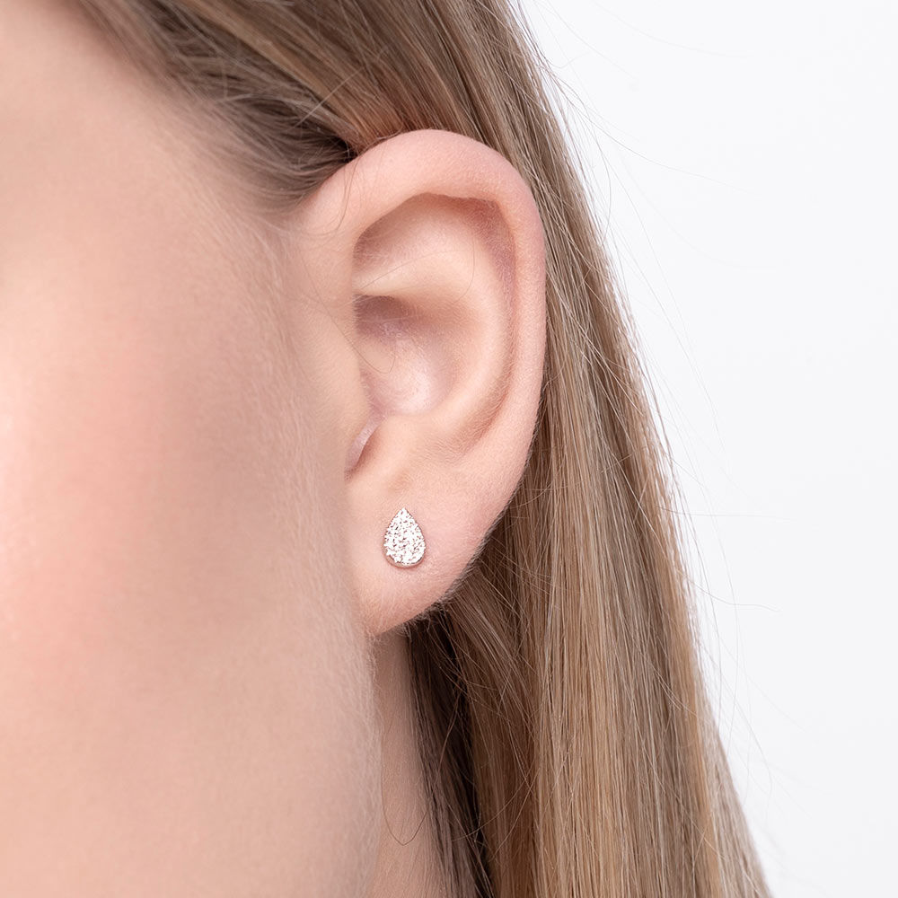 Ohrstecker Drops mit Diamanten, 18 Karat Weigold Bild 3