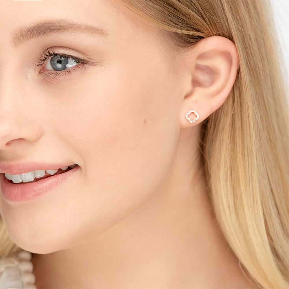 Ohrstecker Clover mit Diamanten, 18 Karat Rosegold Bild 3