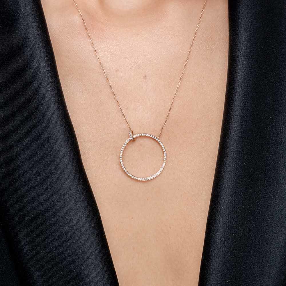 Halskette Circle Gro mit Diamanten, 18 Karat Rosegold Bild 2