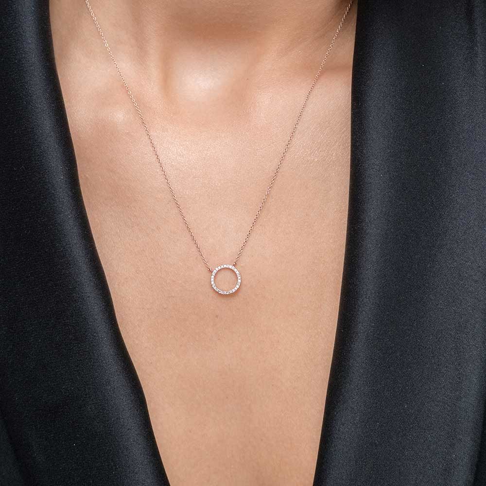 Halskette Circle mit Diamanten, 18 Karat Rosegold Bild 3