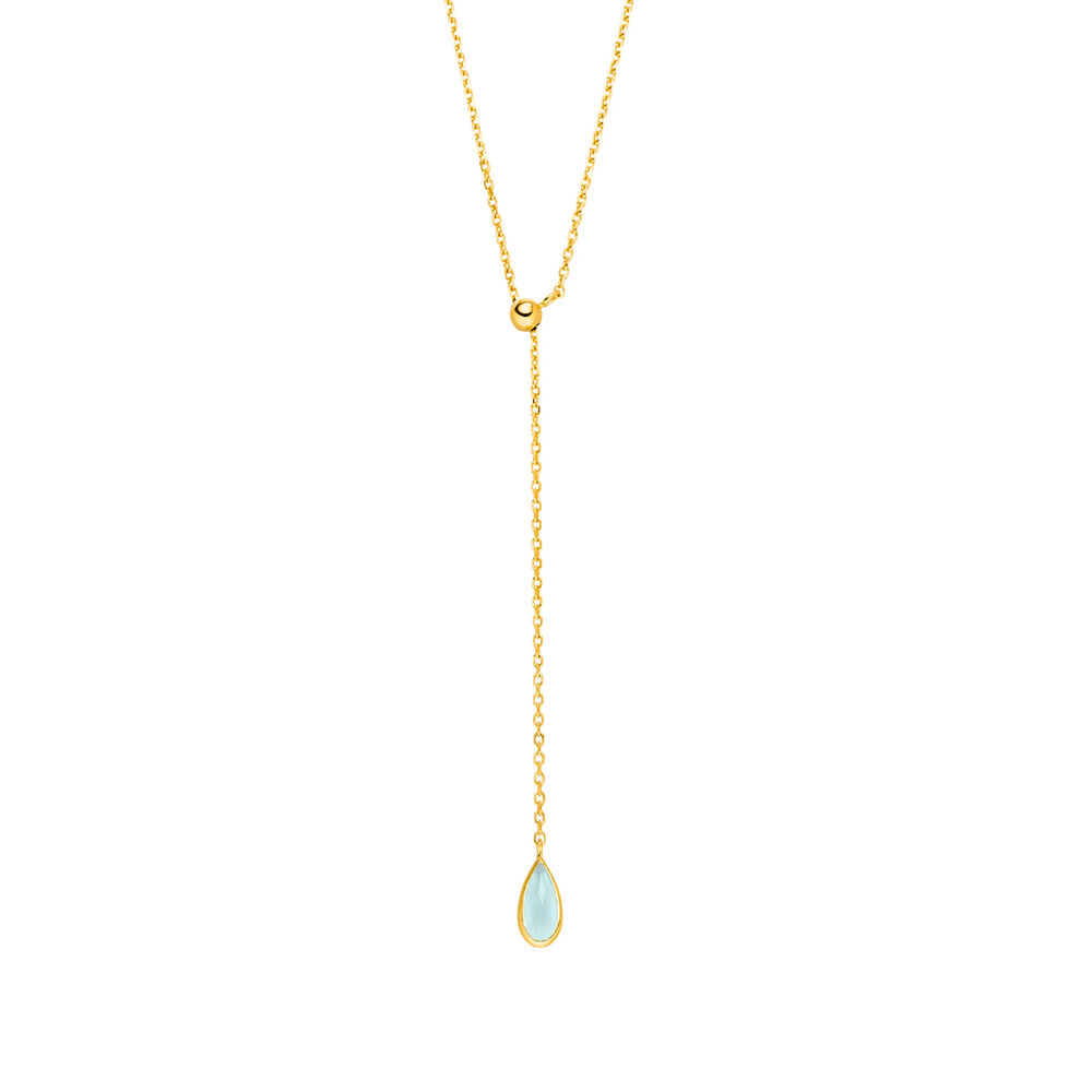 Y-Halskette Gem Drop, Aqua Chalzedon, 18 K Gelbgold vergoldet Bild 2