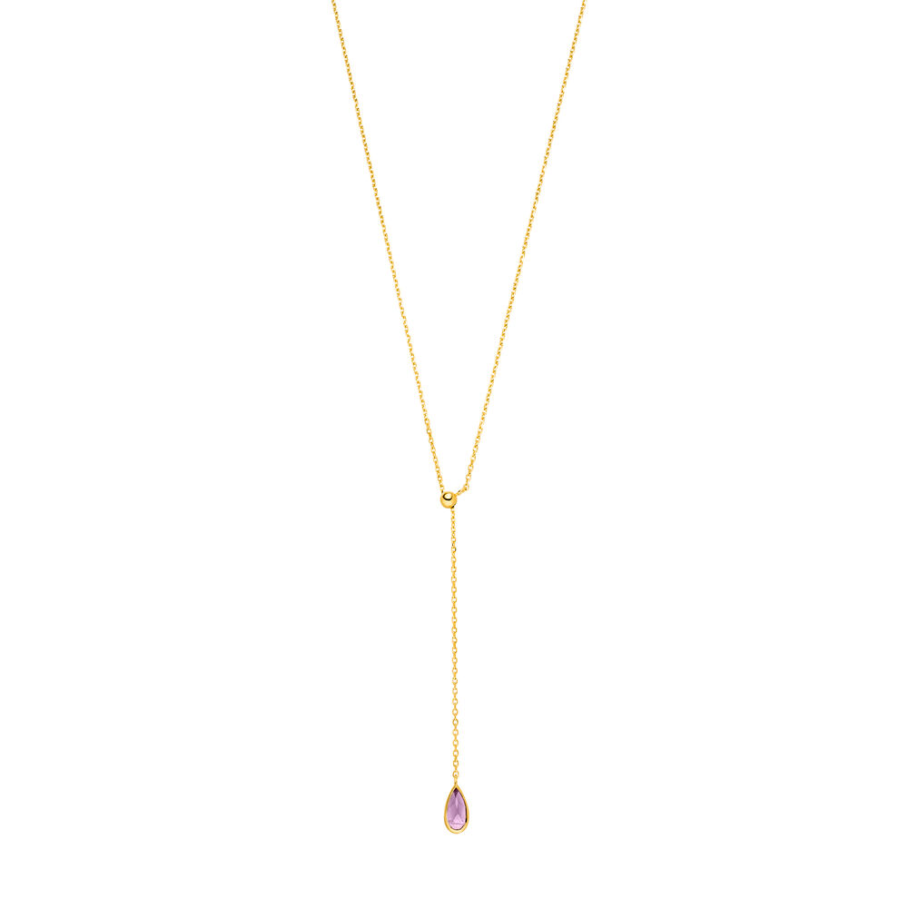 Y-Halskette Gem Drop, Amethyst, 18 K Gelbgold vergoldet Bild 2