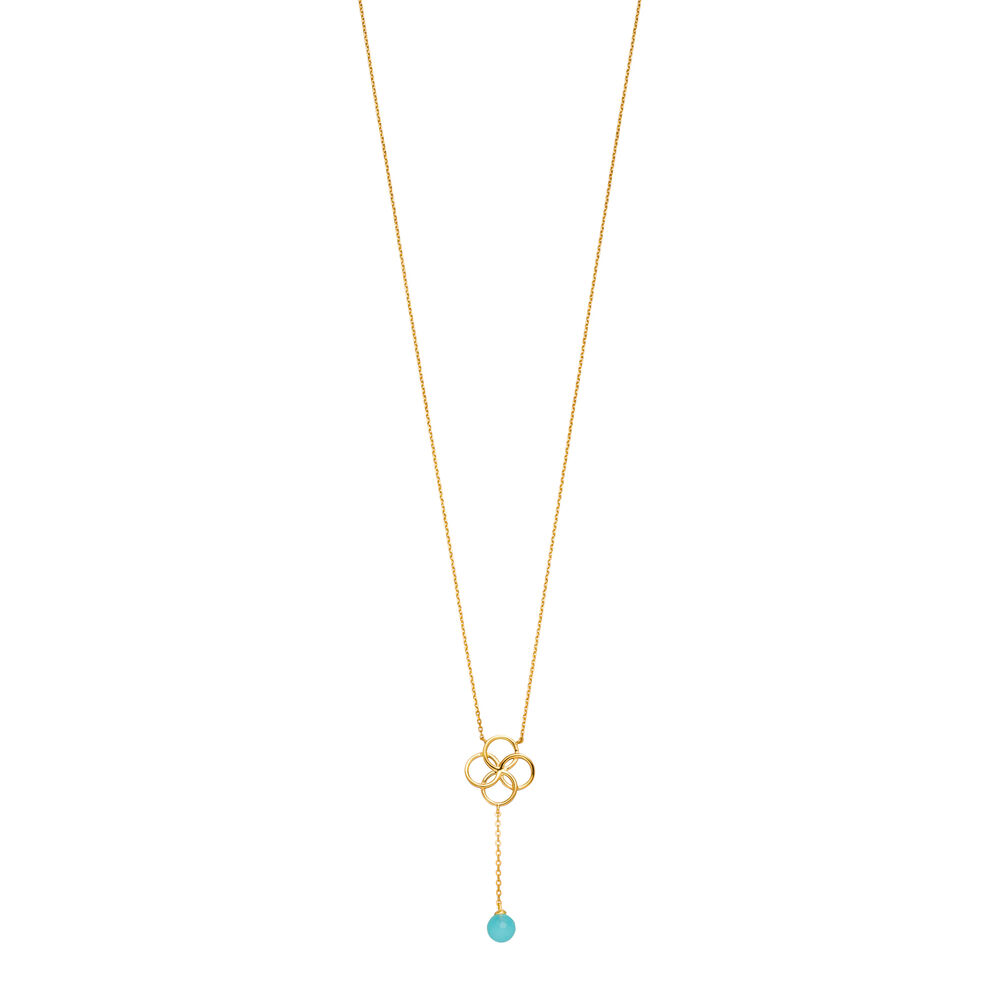 Halskette Clover Charm, Aqua Chalzedon, 18 K Gelbgold vergoldet Bild 2