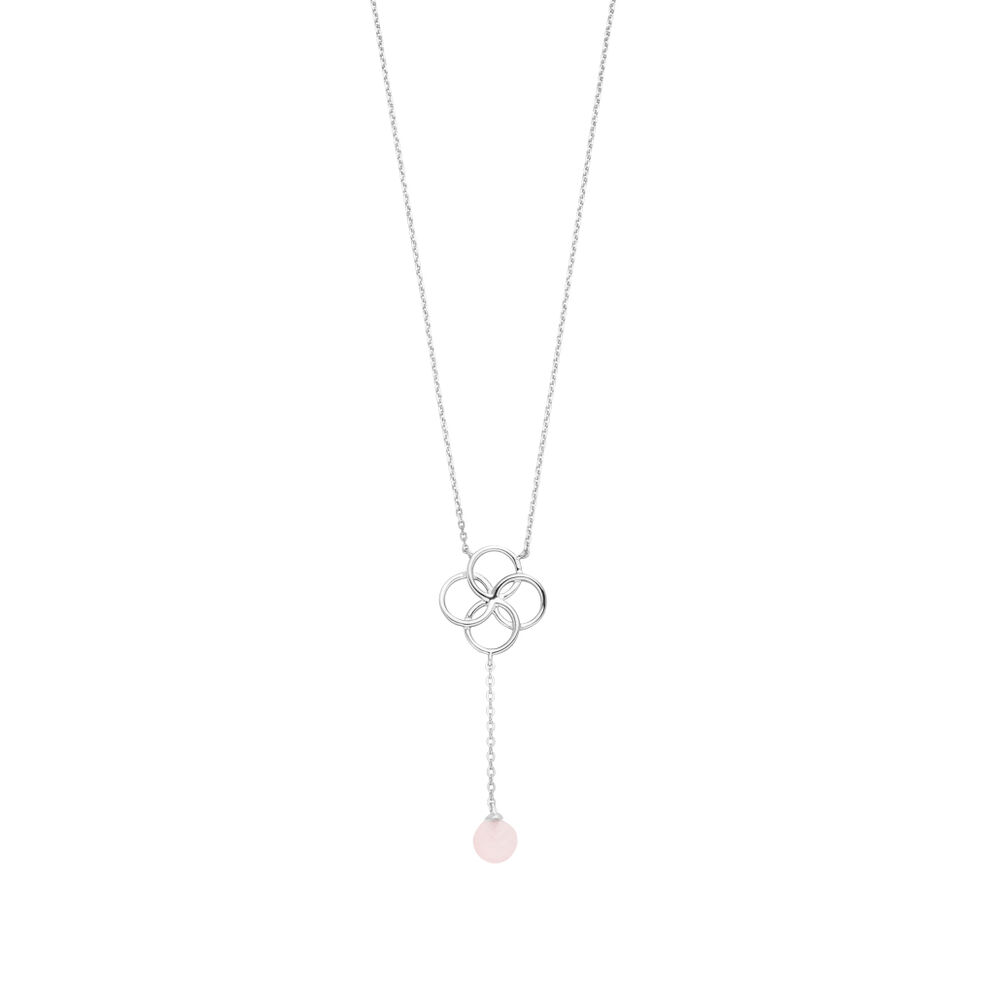 Halskette Clover Charm, Rosenquarz, 925 Sterlingsilber Bild 3