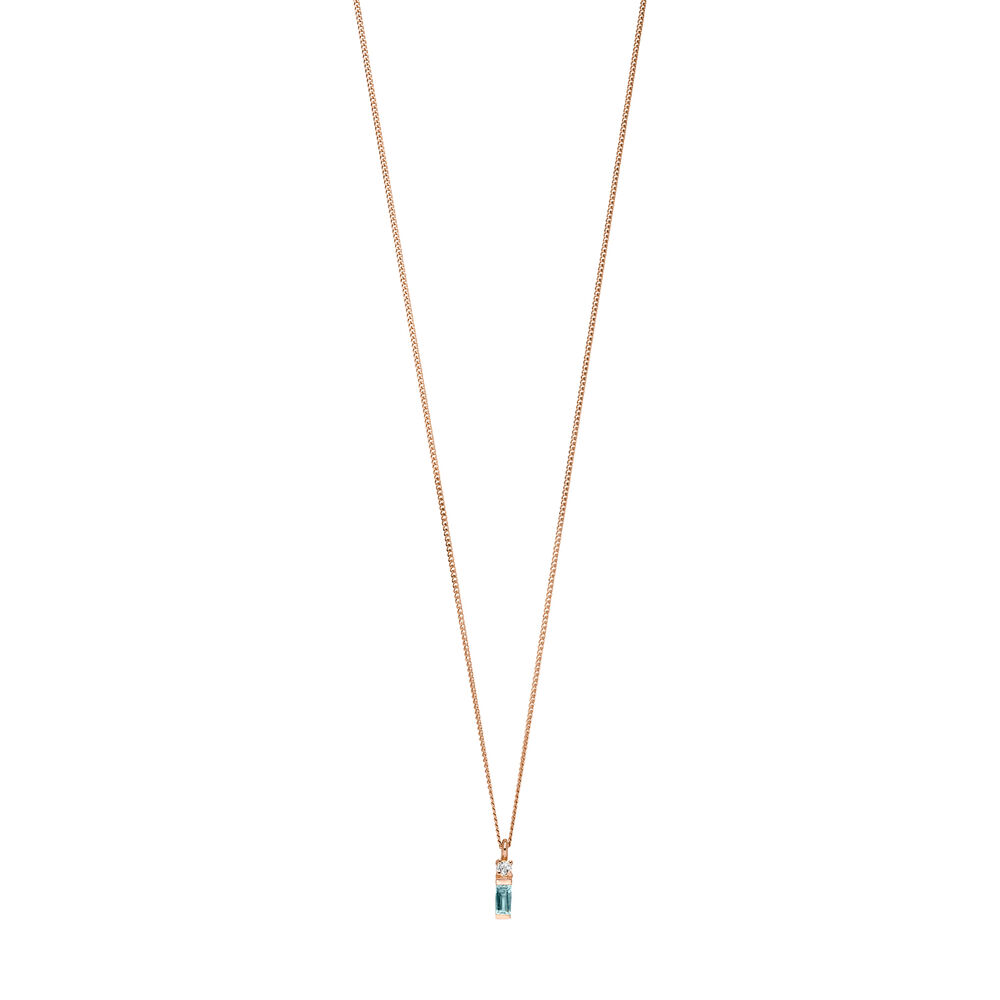 Halskette Glamour, Blue/White Topas, 18 Karat Rosegold vergoldet Bild 3