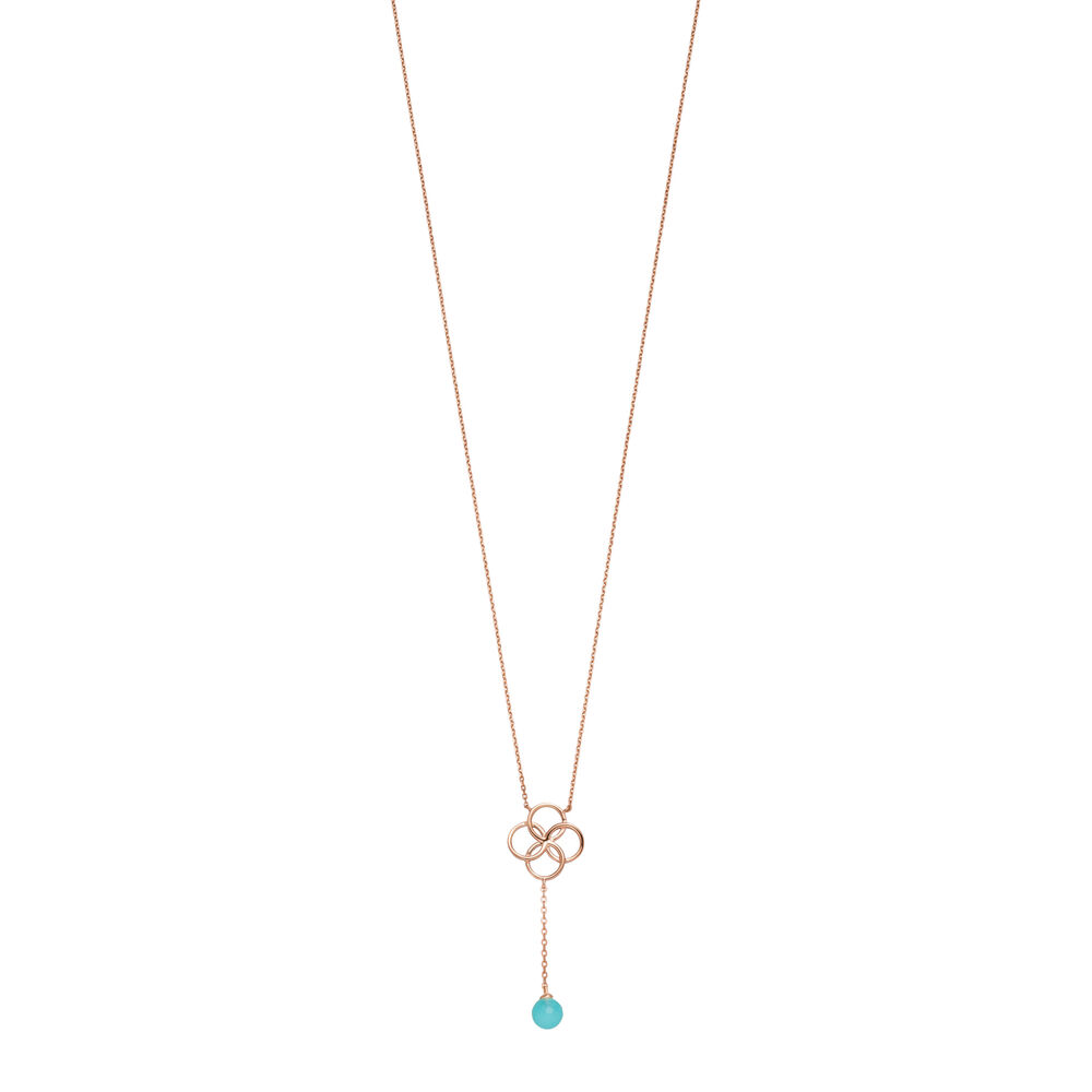 Halskette Clover Charm, Aqua Chalzedon, 18 Karat Rosegold vergoldet Bild 2
