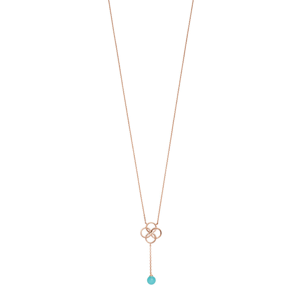 Halskette Clover Charm, Aqua Chalzedon, 18 K Rosegold vergoldet Bild 2