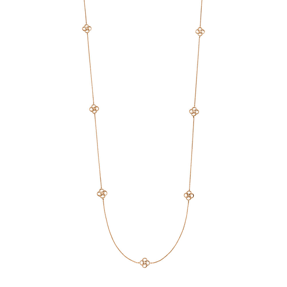 Lange Halskette Clover Charm, 18 Karat Rosegold vergoldet Bild 2