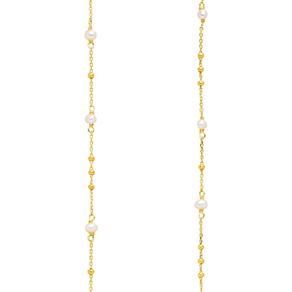 Halskette Flying Gems, Perle, 90cm, 18 K Gelbgold vergoldet Bild 4
