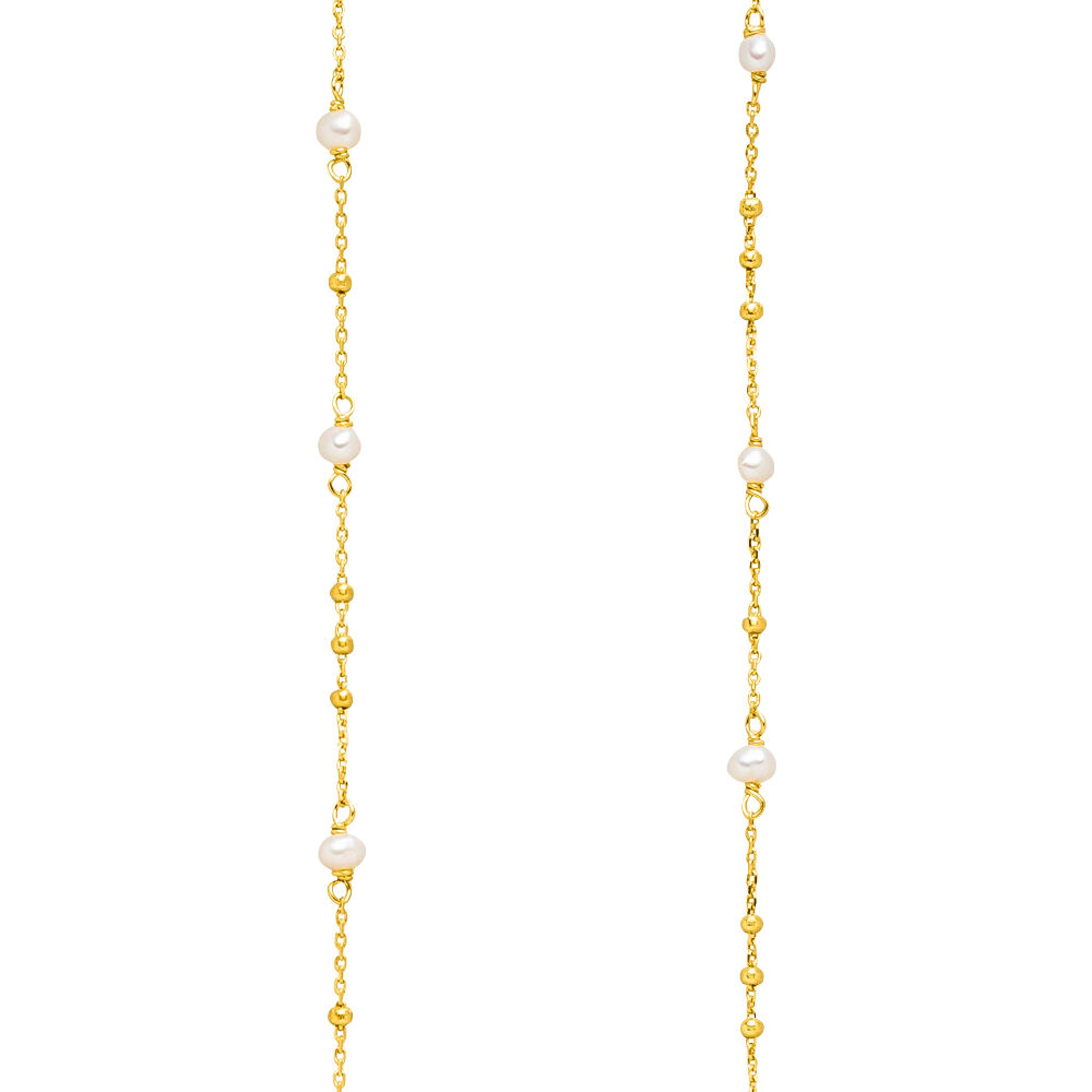Lange Halskette Flying Gems, Perle, 90cm, 18 Karat Gelbgold vergoldet Bild 4