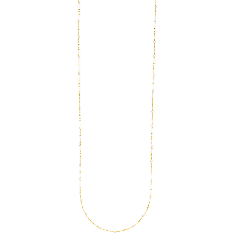 Lange Halskette Flying Gems, Perle, 90cm, 18 Karat Gelbgold vergoldet Bild 5