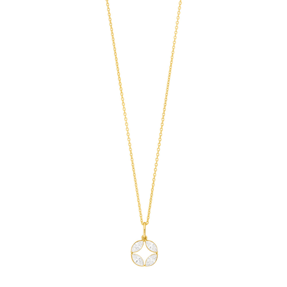 Halskette Zirkonia Flower, 18 Karat Gellbgold vergoldet Bild 3