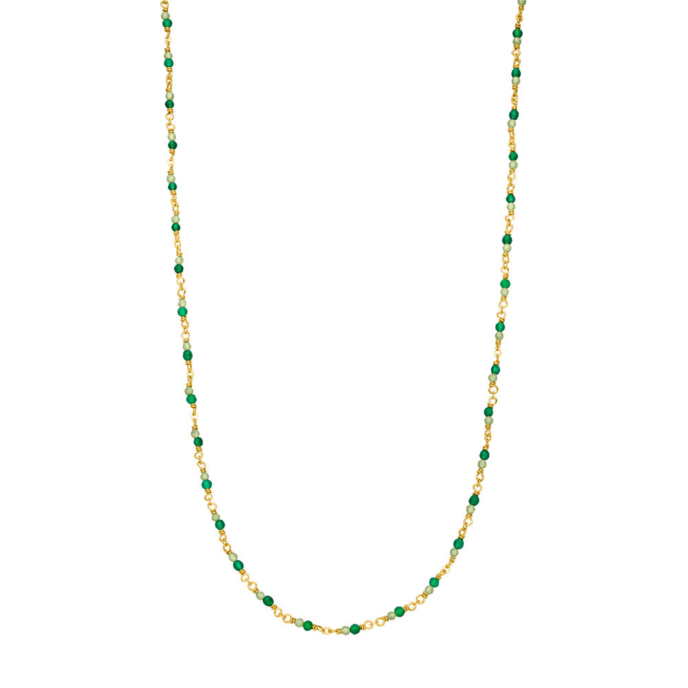 Halskette Grner Achat, 18 Karat Gelbgold vergoldet Bild 2