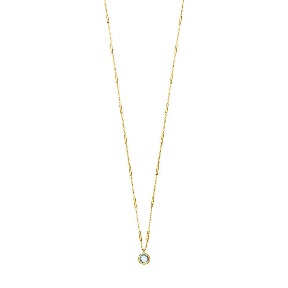 Halskette Solitr, Blauer Topaz, 18 Karat Gelbgold vergoldet Bild 2