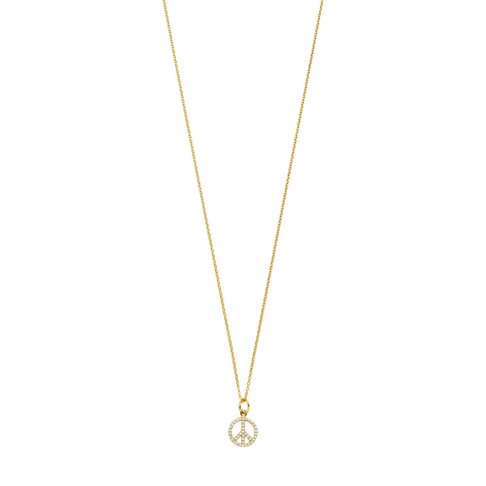 Halskette Peace mit Zirkonia, 18 Karat Gelbgold vergoldet Bild 2