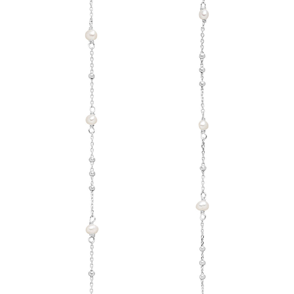 Lange Halskette Flying Gems, Perle, 90cm, 925 Sterlingsilber Bild 4
