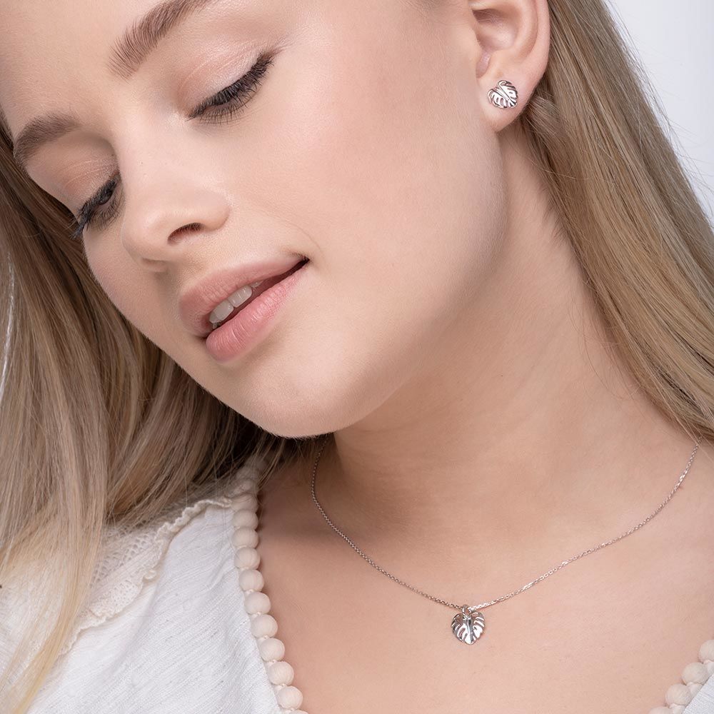 Halskette Monstera Leaf, 45cm, 925 Sterlingsilber Bild 3