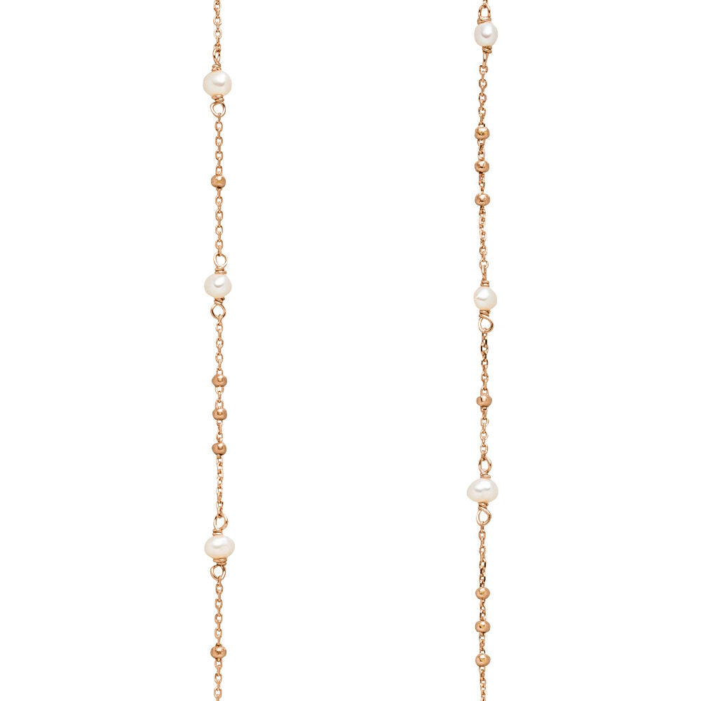 Halskette Flying Gems, Perle, 90cm, 18 K Rosegold vergoldet Bild 4
